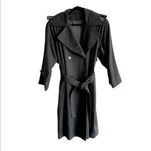 VINTAGE Wool Trench Coat Double Breasted Black 12
